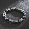 Bracelets porte-bonheur Vintage noir 8mm 8.66 pouces en acier inoxydable roi byzantin Bracelet chaîne pour garçon hommes cadeaux