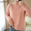 Lafarvie Wool Sweater Women Tops Turtleneck Full Sleeve Oversized Autumn Winter Female Pullover Knit Jumper Blue Mujer Clothing Women's Swea