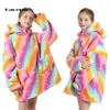 Vêtements de nuit licorne pour filles surdimensionnées Family Look Homewear Couverture Sherpa en polaire en peluche, si vous avez besoin de deux sweats à capuche, veuillez en commander deux H0909