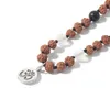 Pendant Necklaces SHINUS BOHO 108 Mala Beads Bodhi Moonstone Crystal Black Long Tassel Necklace Handmade Knotted Jewelry Friendship Gift