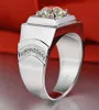 Solid Platinum PT950 Men Genuine 1CT Round Diamond Men's Engagement Ring Birthday Anniversary Party Jewelry Gift Box