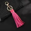 Keychains PU Leather Tassel Keychain Elegant Fashion Trendy Gold Ring Key Chain For Women Bag Car Charms Accessories183C