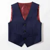 Children's Black Suit Vest Flower Boy Dress Piano Performance British Style Shool Party Solid Color Waistcoat 4-18T 211203