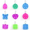 Mini Dimple POPS zijn sleutelhanger Simple Sleutelhanger Trinket Sleutelhanger Silicone Fidget Toy Dinosaur Mouse Bear Animal Key Hanger