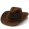 Breda randen hattar Western Cowboy Hat Men Panama utomhus 2021 Summer Beach Cap Women Sombrero Vaquero Hombre Chapeu Straw7304058