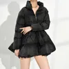 [EAM] noir garder au chaud manteau rembourré en coton à manches longues coupe ample femmes Parkas mode automne hiver WC69101 211013