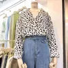 Korean Fashion Leopard Blouse Women Buttoned Shirts Spring Simple Casual Blusas Mujer All Match Long Sleeve Women Tops 210514