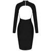 Ocstrade Bandaj Elbise Kadın 2021 Yeni Varış Uzun Kollu Parti Elbise Seksi Backless Beyaz Kırmızı Siyah Bodycon Elbise Kulübü Kıyafetler X0521