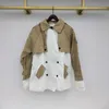 [EWQ] automne Double boutonnage élégant bureau dame lâche veste décontractée manteau tricot Patchwork femmes 211014