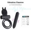 10 Vitesse Cock Vibrant Pénis Double Anneaux Masseur Sexe Masculin Retarder L'éjaculation Jouets Érotiques pour Hommes Couple Femmes Vibrateurs 210623