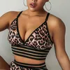 Sexig Kvinnors Leopard Print Yoga Bra Fitness Top Sport Gym Shocksäker Sport Bras Shorts Running Workout Training Wear Outfit