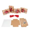 Gift Wrap 6/12/24Pcs Visual Snowflake Bow Boxes Cake Muffin Candy Kraft Paper Packaging Box Reusable European Holiday Decoration Bags