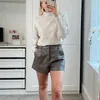 Snican Sexy High Waist Faux Pu Leather Shorts Za Women Bottom pantalon Taille Haute Spring Vintage Solid Short Cuir Femme 210625