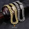 HIIPHOP 14MM 18 K / White Gold Plated 5A CZ LUSE OUT HIP HOP Biżuteria Stainlsteel Cuban Link Chain X0509