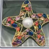 Булавки, броши оптом Austria Multicolor Zircon Stars Inlay 10-11 FW White Pearl Brooch Clips Clips