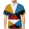 グラフィックビルディングブロック男性用ボタンダウンシャツ3Dパターンサマーハワイアントップファッションシャツメンズカジュアル