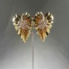 Blattförmige eingelegte Kristalle, exquisiter Stil, Kupfer-Ohrringe für Damen, 2021, Party-Datums-Anwesenheits-Design