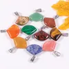 Natural Crystal Rose Quartz Tigers Eye Stone Charms Fan Shape Pendant For DIY Earrings Necklace Jewelry Making ACC