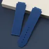 Titta på band Blue White 19 25mm gummi Watchband för Hublo T Big Bang Silicone Strap Waterproof Black Wrist Armband Tape Man Stock3209