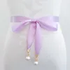 Belts Women Fashion Girdle Thin Pearl Pendant Belt Rope For Dresses Tassel Waistband Knot Decorated Narrow Ribbon Wholesale
