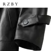 Rzby kvinnor 100% fårskinn Höst och vinter Haining Leather Jacket Dames Sheepskin Long Slim Windbreaker Jacket and Coat 211118