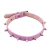Сексуальное готическое розовое колье с шипами в стиле панк, воротник с шипами и заклепками для женщин и мужчин, шипованное чокер, ожерелье, готические украшения
