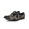 Zapatos de cuero genuino con estampado para hombre, zapatos Oxford de fiesta con punta estrecha de talla grande, zapatos de vestir formales para hombre de negocios