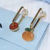 Ladies Fashion 925 Silver Inlaid AAAAA Zircon High Sense Gold Coin Orange Earrings Luxury Brand Jewelry