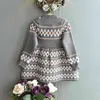 Niñas vestido de otoño invierno bebé niños de punto de fondo damas nacional jacquard de manga larga estiramiento suéter delgado 210625