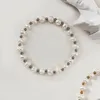 Beaded Strands Style Gold Silver Color Metal Beads Armband Fashion Elegant Natural Freshwater Pearl Armband For Women Girls Fawn22