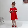 Red Girls Dress Fashion Winter Long Sleeve O-neck Plus Velvet Warm Childen's Baby Girl Vestir Banquet Party Princess Dresses