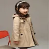 Nuovo abbigliamento per bambini Spring Autumn Girl Coat Princess Color Solido Triva a petto a medio Lunga Girl Girl Girl Ostrewwear