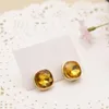 New Design Earrings stud Aqua Gold-Tone Citrine Drop with Big Glass designer Stone Stylist Jewelries women girl gift