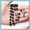 Hängsmycke Halsband Hängsmycken Smycken Mens Katolska Rosary Halsband för kvinnor Kristen Jesus Jungfru Maria Cross Crucifix Galss Beaded Chains