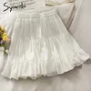 Syiwidii ​​Spódnica Dla Kobiet Wysoka Talia Dorywczo A-Line Solid White Black Plised Wiosna Summer Korean Fashion Mini Spódnice 210629