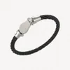 Bracciale con cavo a ferro di cavallo moda Bracciale in acciaio inossidabile nero placcato oro bianco 18 carati Braccialetti per uomo Accessori regalo per donna con sacchetti per gioielli all'ingrosso