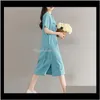 Vêtements ethniques vêtements livraison directe 2021 été lac bleu chinois traditionnel femmes Satin fleur fleur broderie robe Qipao Gx2Oj