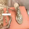 2021 여성 레이디스 PVC 스웨이드 가죽 샌들 하이힐 여름 캐주얼 웨딩 검투사 섹시한 신발 다이아몬드 t 묶음 엿봄 투명 크기 34-43 HH