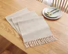 Farmhouse Style Cotton Linen Table Runner with Handmade Fringe, Rustic Woven Jute Village Dining Room Runners Burlap Decor 210708