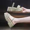 Rimocy chunky platform slippers vrouwen mode effen kleur dikke bodem wig sandalen vrouw zomer antislip strandschoenen 210528