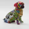 Graffiti Enkel Creative Painted Pug Living Dog Färgdekorationer Home Entrance Wine Cabinet Office Resin Crafts 211101