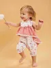 Baby Floral Print Guipure Lace Insert Bow Front Romper SHE