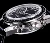 OMF A9900 자동 크로노 그래프 망 시계 Moonwatch 블랙 다이얼 실버 손 329.33.44.51.01.001 가죽 스트랩 슈퍼 에디션 시계 Puretime OM39