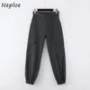 NAPOE Kore Gevşek BF Stil Harem Pantolon Unisex Moda Çift Cep Tasarım Çok Renkler Nedensel Pantalones Mujer Yüksek Bel Kalça 210423
