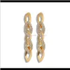 Dostawa biżuterii 2021 Moda Luksusowy projektant Diamond Cyrcon Braided Metal Long Drop żyrandol kolczyki dla kobiety dziewczęta 555 7dgnj