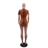 Bodycon Sukienki Vintage Leopard Drukuj Kobiety Sexy Night Club Party Wear Moda Skinny Mini Sukienka Sprzedaż Lato 210525