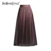 Pleated Black Spring Skirt For Women High Waist Ball Gown Casual Midi Skirts Female Fashion Clothing 210520
