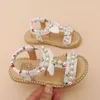 Stijl Kinderen Schoenen Zomer Bloem Boog Meisjes Sandalen Mode Parel Crystal Sandalen Voor Meisjes Prinses Kinderschoenen Sandalias 210713