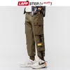 Army Green Cargo Pants Men Mens Japanese Streetwear Ribbon Sweatpants Black Joggers Track Plus Size 210420