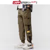 Armia Green Cargo Spodnie Mężczyźni Mężczyzna Japońska Streetwear Wstążka Spodnie dresowe Czarny Joggers Track Plus Size 210420